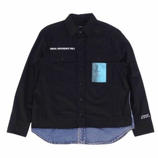 美品 ディーゼル DIESEL シャツ レギュラーカラー デニム コットン トップス メンズ XS ブラック/インディゴブルー(シャツ)