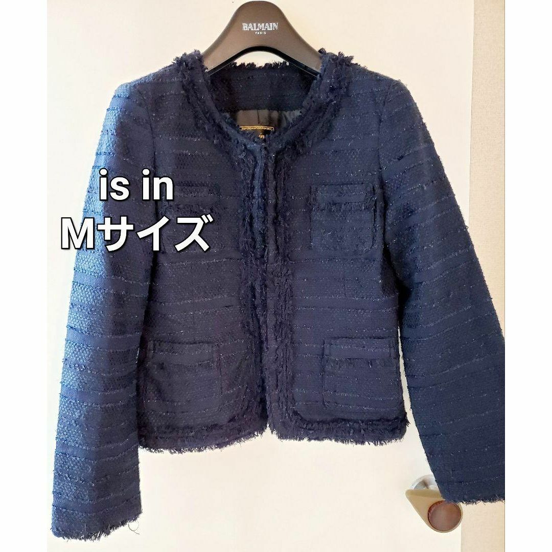 ラメ入り ツイードジャケット ネイビー Mサイズ 上品 卒業式 ラメ入り ツイードジャケット ネイビー Mサイズ 上品 卒業式