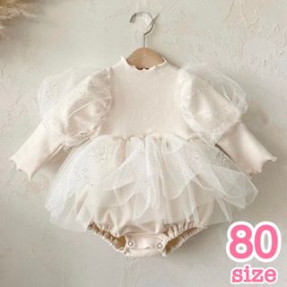 ベビー服 子供服 ロンパース 女の子 ベビードレス ドレス ワンピース 80(ロンパース)