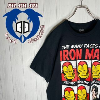 マーベル(MARVEL)の[古着]マーベル　半袖　Tシャツ　トニースターク　アイアンマン　アメコミ　黒(Tシャツ/カットソー(半袖/袖なし))