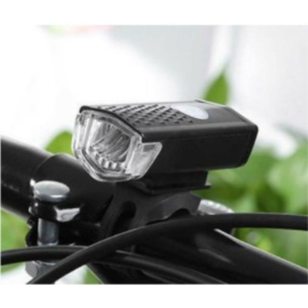 自転車ライト USB充電式 LED ホワイト フロントライト 充電用ケーブル付き スポーツ/アウトドアの自転車(その他)の商品写真
