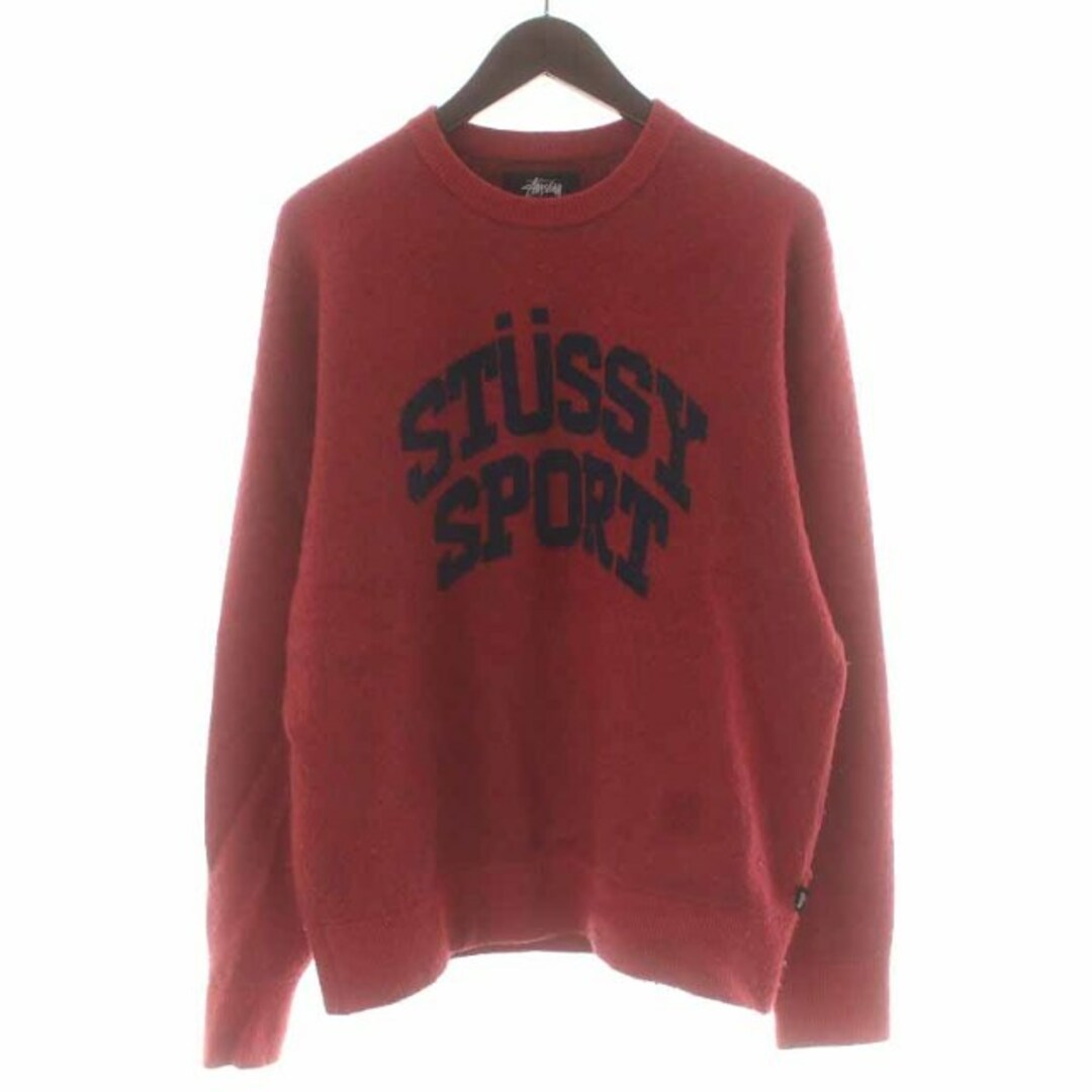 STUSSY(ステューシー)のSTUSSY ニット セーター プルオーバー ウール混 カシミヤ混 ロゴ S 赤 メンズのトップス(ニット/セーター)の商品写真