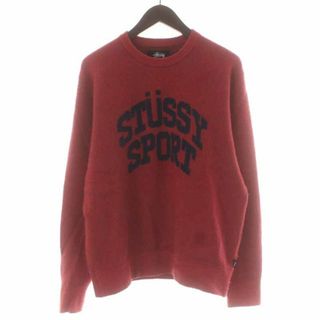 ステューシー(STUSSY)のSTUSSY ニット セーター プルオーバー ウール混 カシミヤ混 ロゴ S 赤(ニット/セーター)