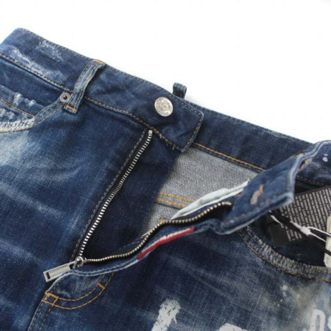 DSQUARED2(ディースクエアード)のディースクエアード デニムスカート タイト ミニ ダメージ加工 ロゴ 青 レディースのスカート(ミニスカート)の商品写真