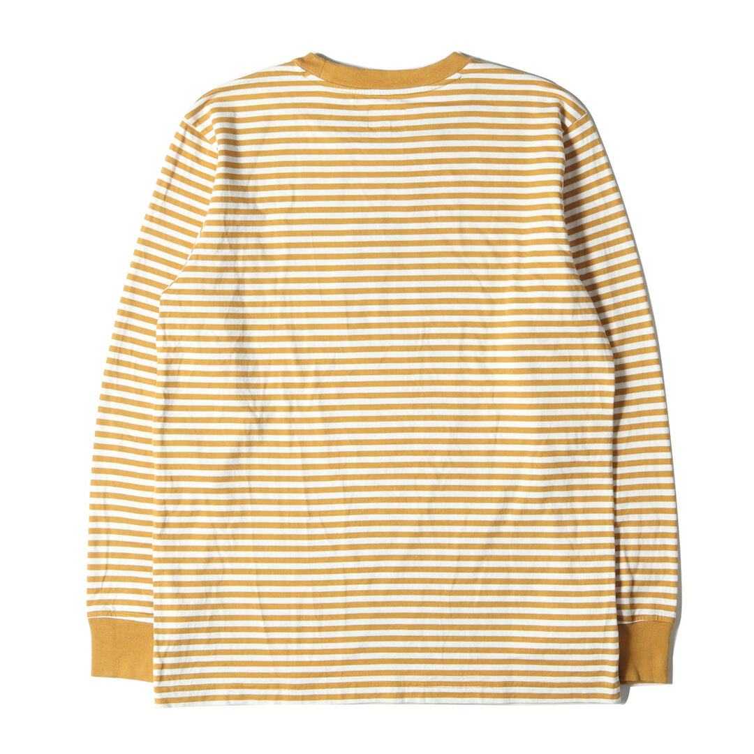 Supreme(シュプリーム)のSupreme シュプリーム Tシャツ サイズ:S ブランドロゴ ボーダー ロングスリーブTシャツ Striped Logo L/S Top マスタード ホワイト トップス カットソー 長袖Tシャツ【メンズ】【中古】 メンズのトップス(Tシャツ/カットソー(七分/長袖))の商品写真