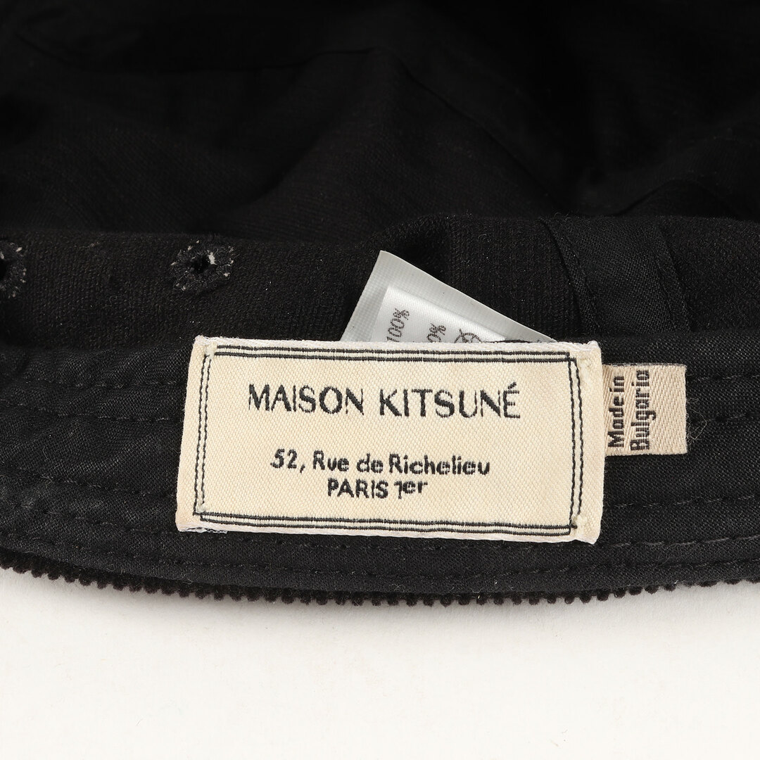 MAISON KITSUNE'(メゾンキツネ)のMAISON KITSUNE メゾン キツネ キャップ Parisien 刺繍 コーデュロイ ジェットキャップ 帽子 ブラック 黒 ブランド アイテム バックアジャスター【メンズ】【中古】 メンズの帽子(キャップ)の商品写真