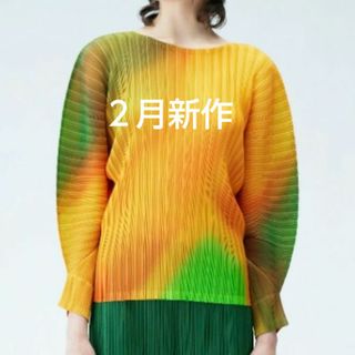 プリーツプリーズイッセイミヤケ(PLEATS PLEASE ISSEY MIYAKE)の２月新作プリーツプリーズ メルティリブ⭐️トップス(カットソー(長袖/七分))