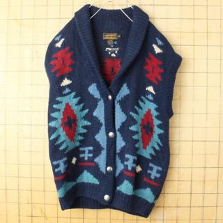 エディーバウアー(Eddie Bauer)の90sエディーバウアー ネイティブショールカラーウール前開きベス M ss90(ベスト/ジレ)