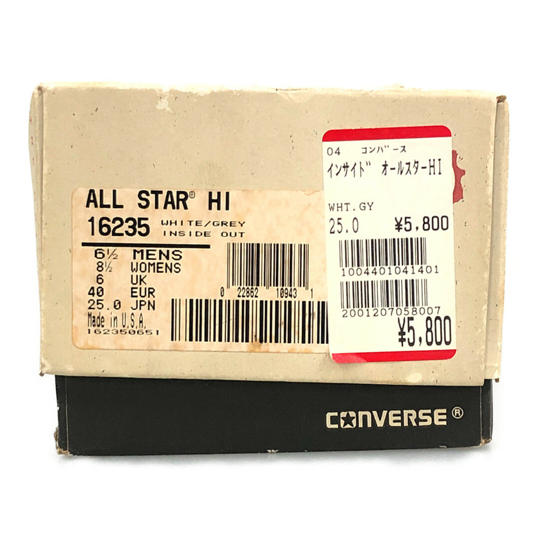 CONVERSE(コンバース)のCONVERSE コンバース ALL STAR HI オールスター ハイ シューズ INSIDE OUT USA製 グレー系 サイズUS6.5＝25cm 正規品 / 33423 メンズの靴/シューズ(スニーカー)の商品写真