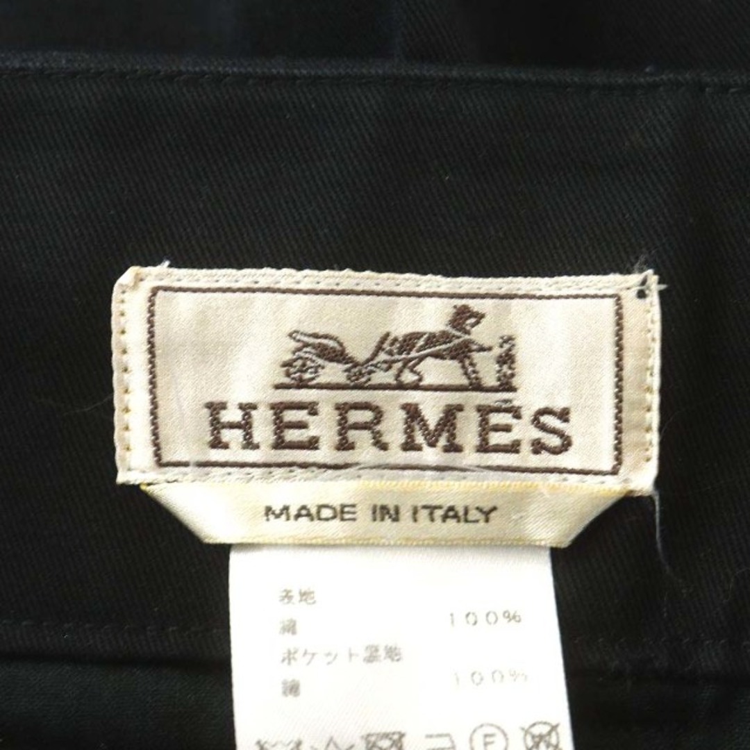 Hermes(エルメス)のエルメス HERMES パンツ スラックス タック コットン 42 L 黒 メンズのパンツ(スラックス)の商品写真