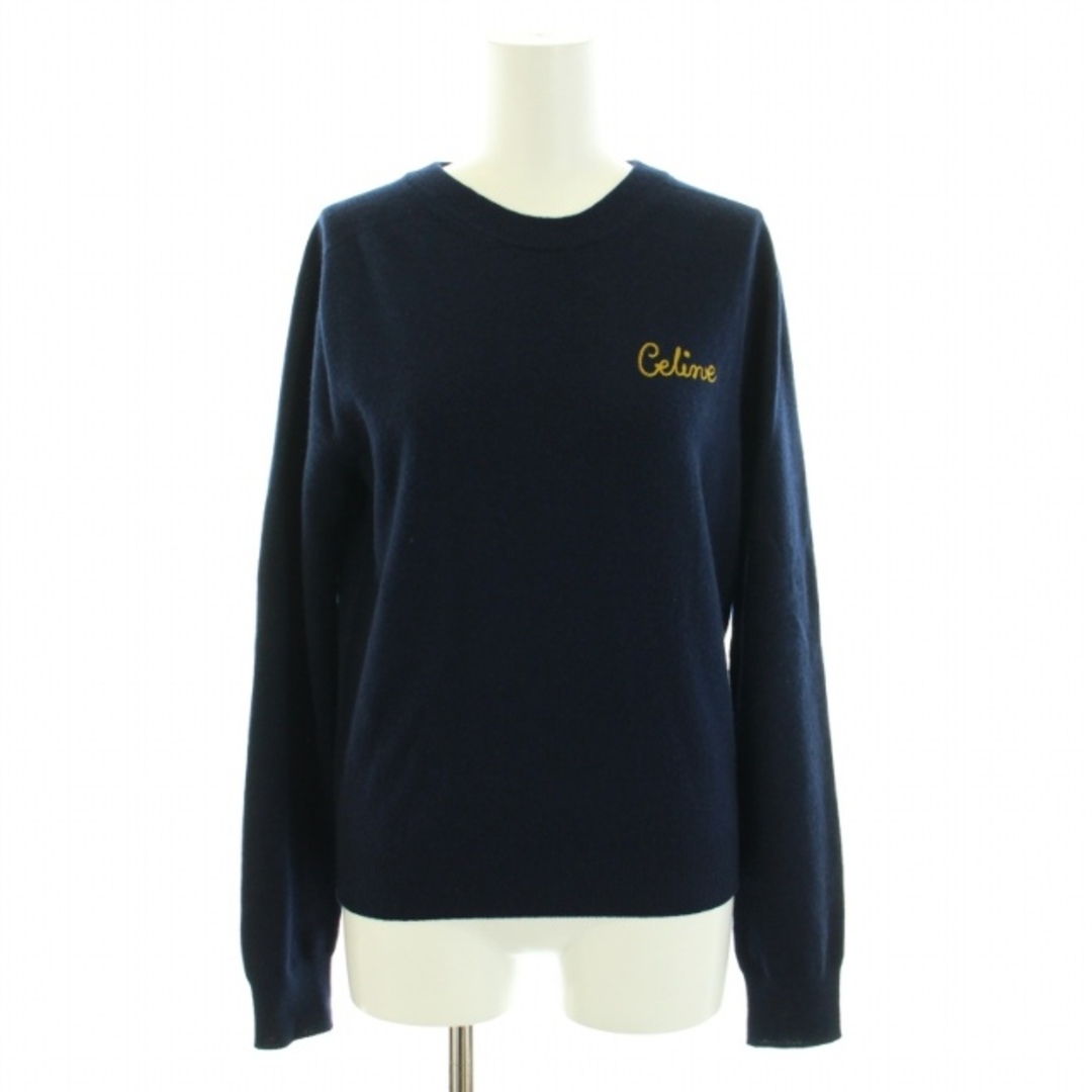 celine(セリーヌ)のセリーヌ ウールニット セーター 長袖 ロゴ刺繍 XS 紺 2A07D959I レディースのトップス(ニット/セーター)の商品写真