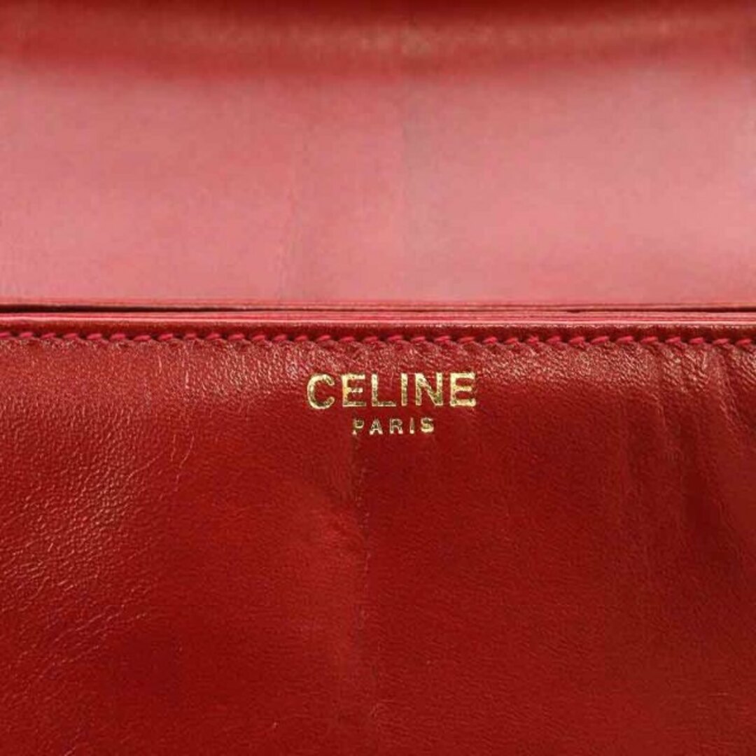 celine(セリーヌ)のセリーヌ ショルダーバッグ レザー ヴィンテージ チェーン 赤 ゴールド色 レディースのバッグ(ショルダーバッグ)の商品写真