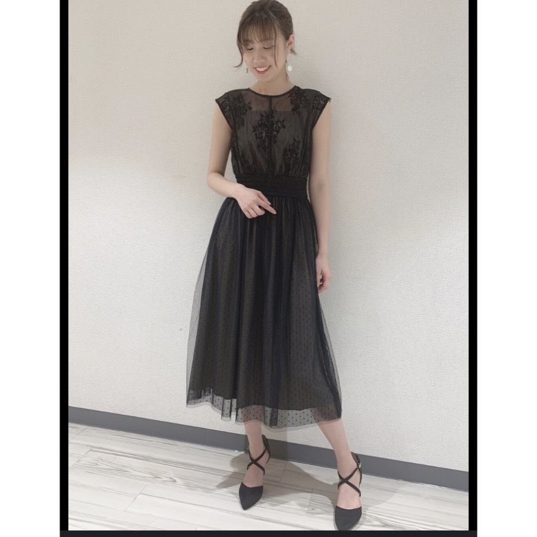 Andemiu(アンデミュウ)のオケージョンドレス　シアー　ブラック レディースのフォーマル/ドレス(ミディアムドレス)の商品写真