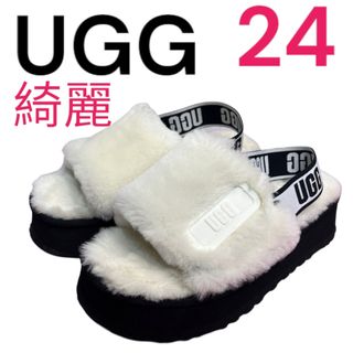 アグオーストラリア(UGG AUSTRALIA)のアグ　UGG ディスコスライド　ムートンサンダル　厚底　ホワイト　24cm(サンダル)