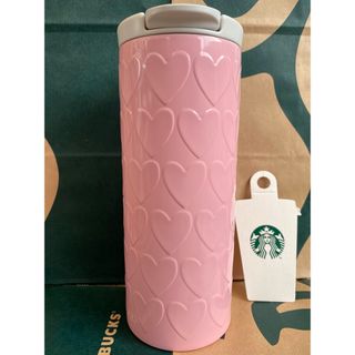 スターバックスコーヒー(Starbucks Coffee)のバレンタイン2022ステンレスシリンダータンブラーエンボスハート355ml(タンブラー)