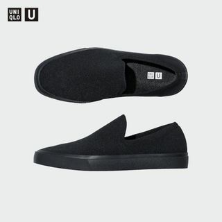 ユニクロ(UNIQLO)のUNIQLO U ニットスニーカー ブラック 25cm(スリッポン/モカシン)