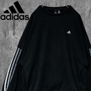 アディダス(adidas)の【希少】アディダス グラデーション スウェットトレーナー 3ライン 刺繍ロゴ S(スウェット)