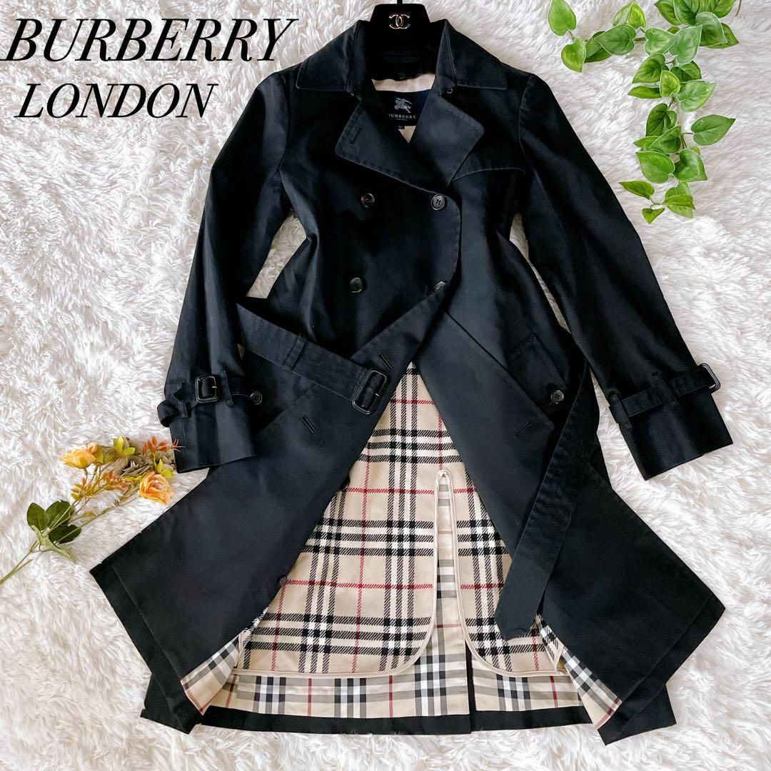 BURBERRY(バーバリー)の美品✨バーバリーロンドン　トレンチコート　ライナー　ロング　ノバチェック　黒　M レディースのジャケット/アウター(トレンチコート)の商品写真