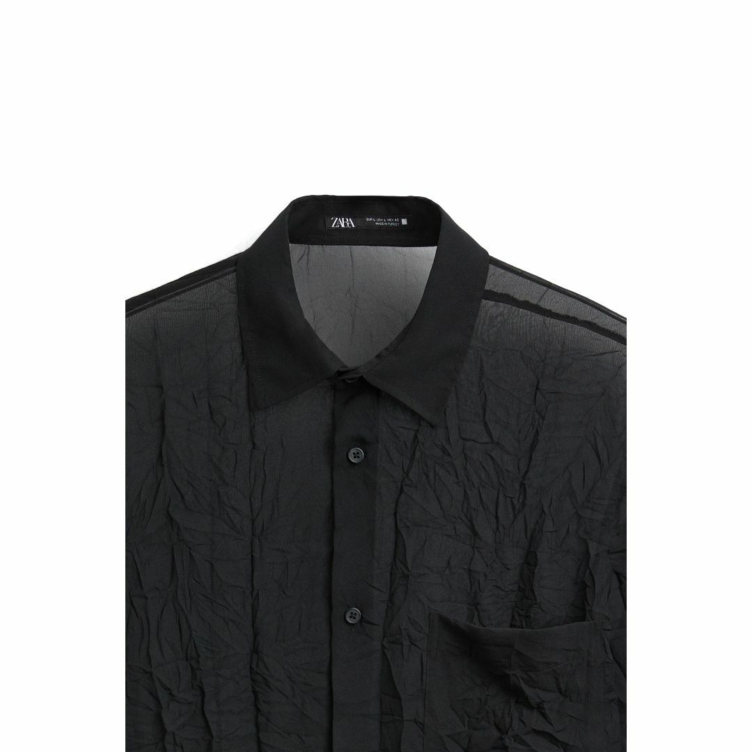 ZARA - ZARA MAN リンクルエフェクト セミシアーシャツ ブラック ZARA - ZARA MAN リンクルエフェクト セミシアーシャツ ブラック