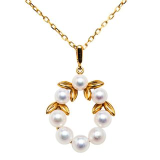 MIKIMOTO - 美品 ミキモト リーフモチーフ チェーン ネックレス K18YG