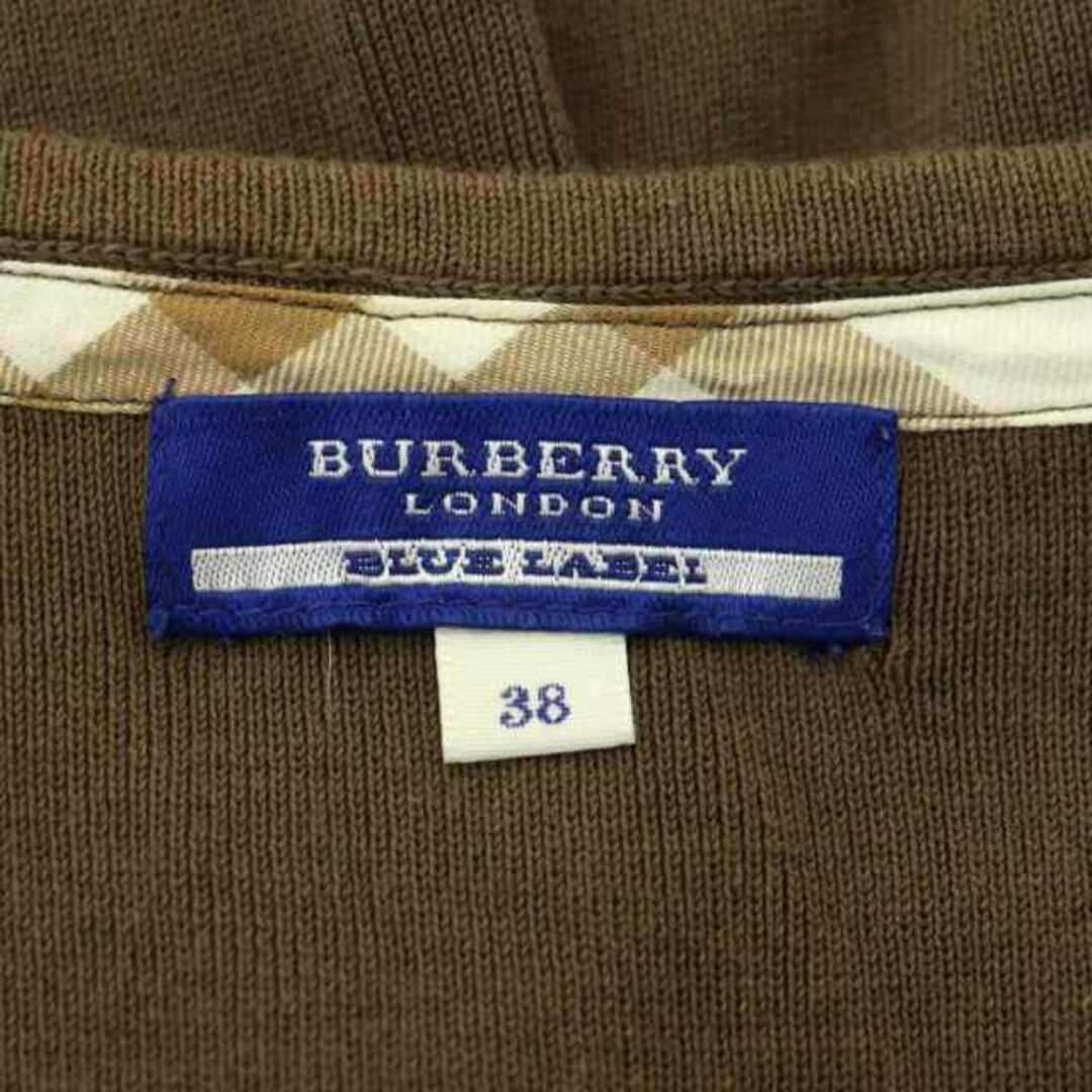 BURBERRY BLUE LABEL(バーバリーブルーレーベル)のバーバリーブルーレーベル ニット カットソー 五分袖 ロゴ刺繍 38 茶 レディースのトップス(ニット/セーター)の商品写真