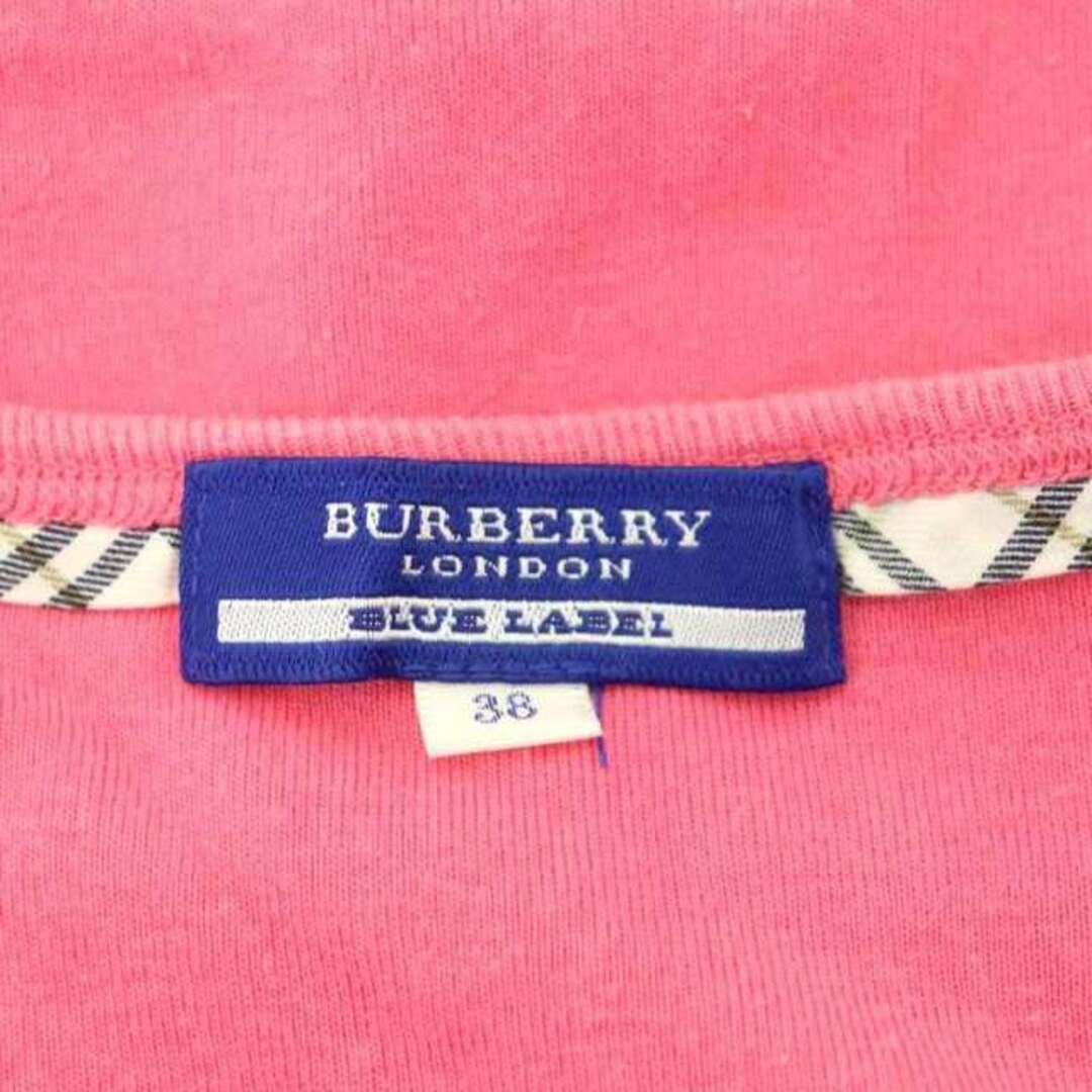 BURBERRY BLUE LABEL(バーバリーブルーレーベル)のバーバリーブルーレーベル  半袖Tシャツ カットソー ロゴ刺繍 38 ピンク レディースのトップス(ニット/セーター)の商品写真