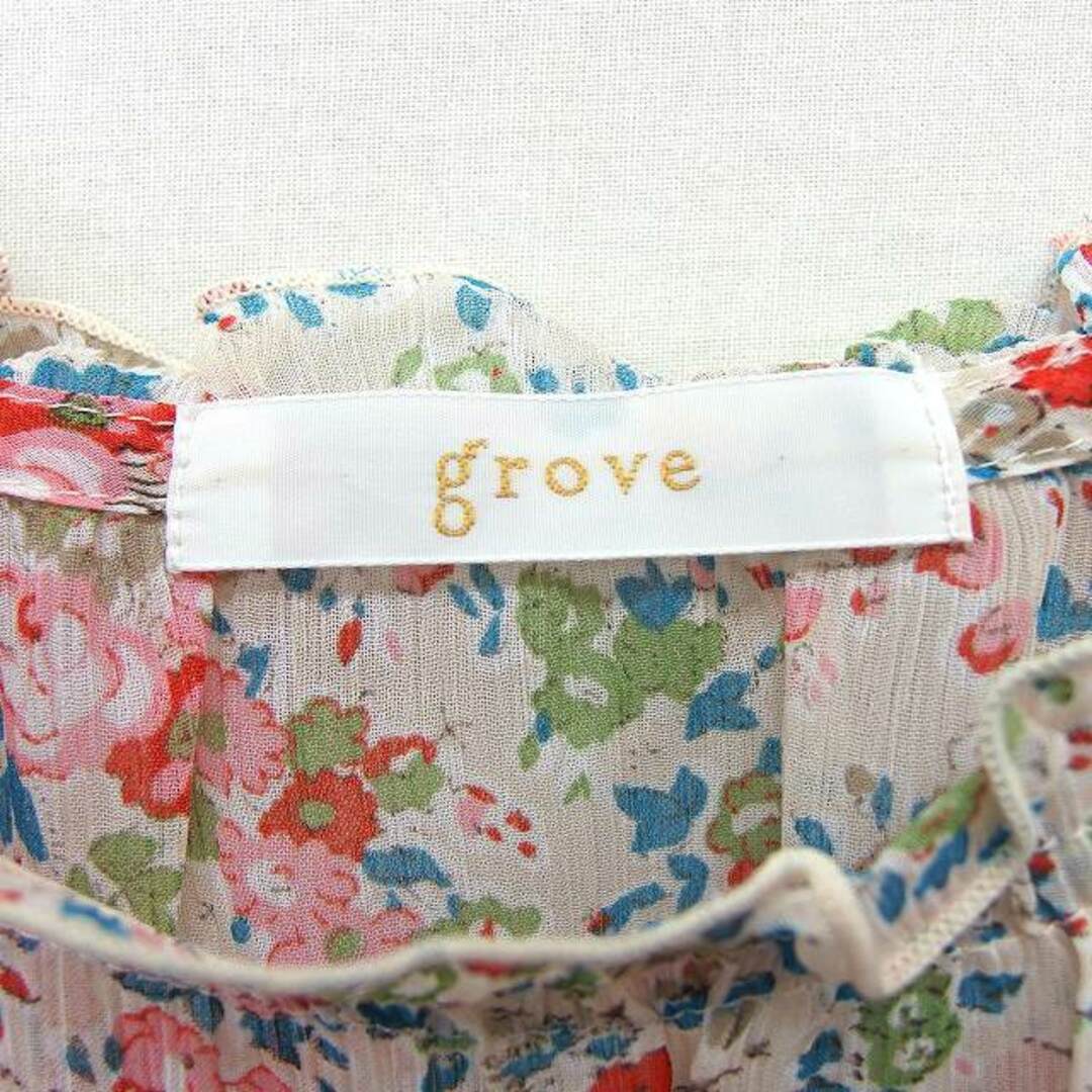 grove(グローブ)のグローブ grove カットソー ブラウス シアー 花柄 フリル 透け感 半袖 レディースのトップス(カットソー(半袖/袖なし))の商品写真