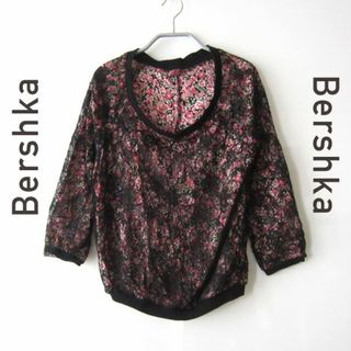 ベルシュカ(Bershka)の美品　Bershka／ベルシュカ★　花柄レース　レイヤード　七分袖シャツ(カットソー(長袖/七分))