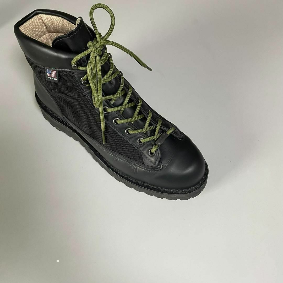 ブーツ 靴紐セット 黒＆オリーブ ワークブーツ ミリタリ 革靴 メンズの靴/シューズ(ブーツ)の商品写真