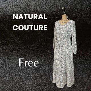 ナチュラルクチュール(natural couture)の美品✨【natural couture】小花柄フレアワンピース　腰ゴム　さらさら(ロングワンピース/マキシワンピース)