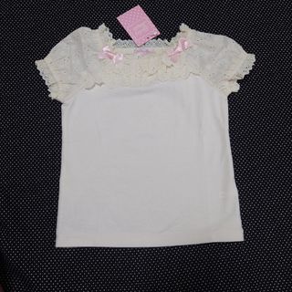 シャーリーテンプル(Shirley Temple)の新品　シャーリーテンプル　フリルカットソー　オフホワイト　110(Tシャツ/カットソー)