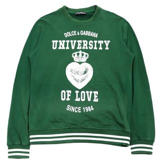 ドルチェアンドガッバーナ(DOLCE&GABBANA)のドルチェアンドガッバーナ UNIVERSITY OF LOVE プリント スウェット メンズ 緑 白 48 トレーナー 王冠 ハート DOLCE&GABBANA(スウェット)