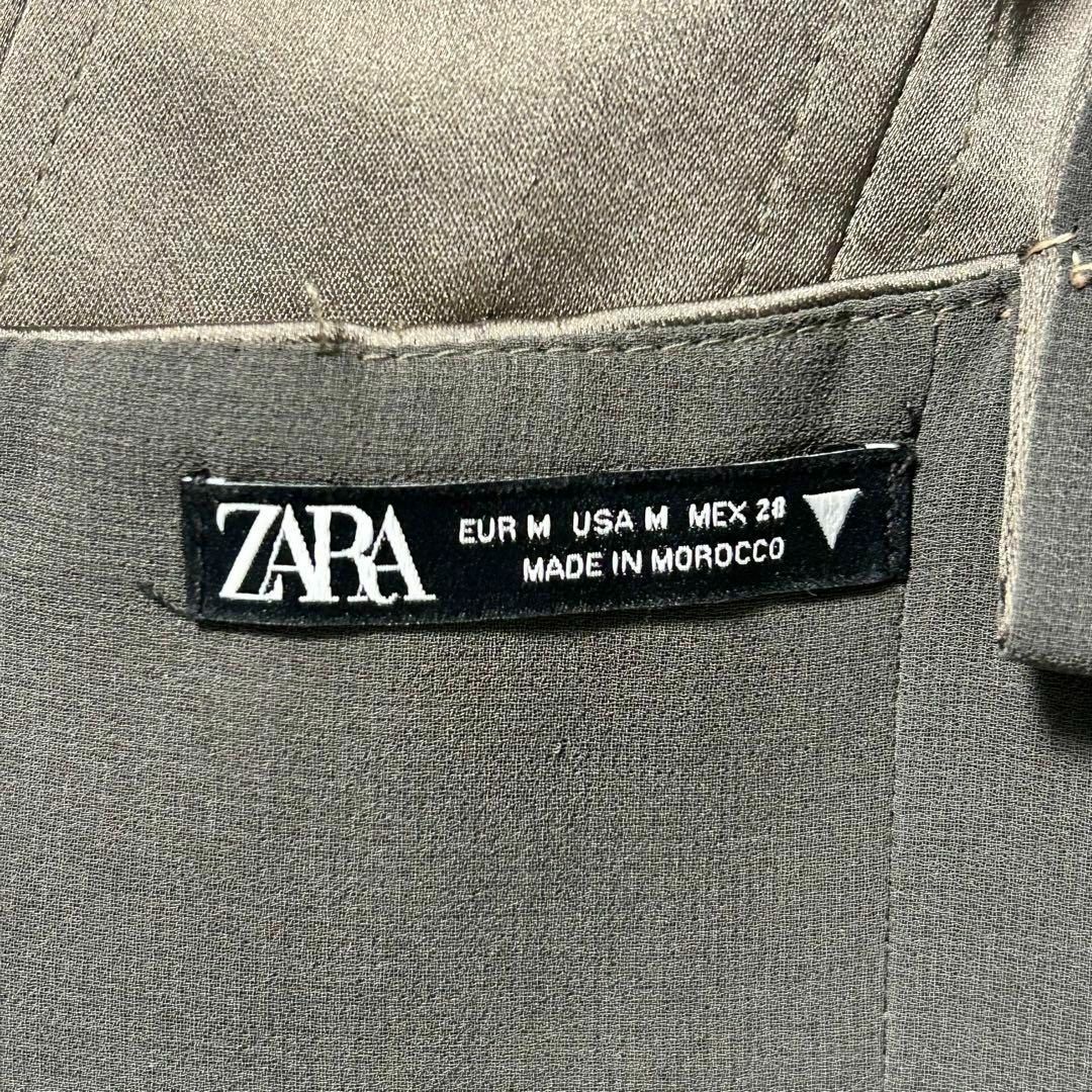 ZARA(ザラ)の美品✨【ZARA】サテンショートベスト　光沢　テロテロ　グリーン　M レディースのトップス(キャミソール)の商品写真