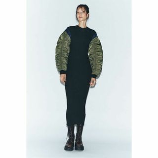 ザラ(ZARA)のゆんこさま　ZARA コントラストナイロン ミディワンピース S(ロングワンピース/マキシワンピース)