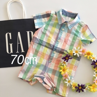 ベビーギャップ(babyGAP)の新品♡baby gap♡ロンパース♡チェック♡シャツ/ユニクロ/ラルフローレン/(ロンパース)