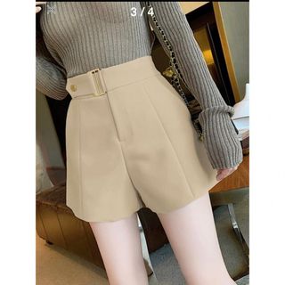 シーイン(SHEIN)のHoneyspot 無地柄 ハイウェストワイドレッグショートパンツ アプリコット(ショートパンツ)