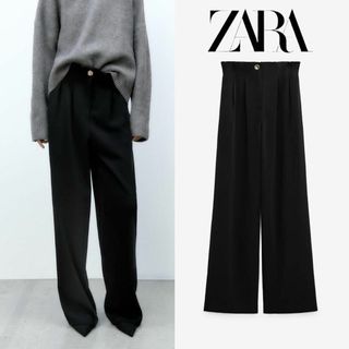 ザラ(ZARA)の16 ZARA ダーツ入りワイドレッグパンツ S(カジュアルパンツ)