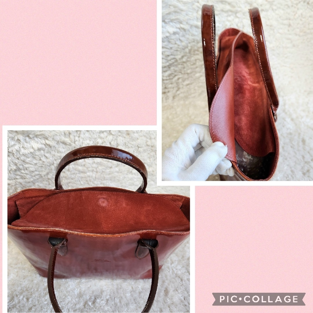 LONGCHAMP(ロンシャン)の美品☆LONGCHAMP ロンシャン 本革 パテントレザートートバッグ レディースのバッグ(トートバッグ)の商品写真