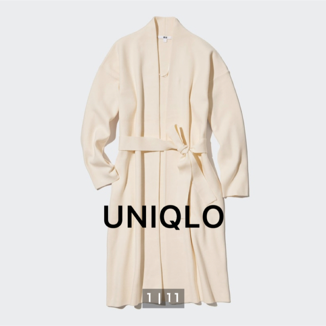 UNIQLO(ユニクロ)の超美品❣️UNIQLO スフレヤーンベルテッドニットコート レディースのジャケット/アウター(ニットコート)の商品写真