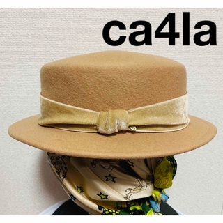 カシラ(CA4LA)の美品　カシラ　ca4la ウール100% 帽子　ヘア留めアクセ付き　ベージュ(その他)