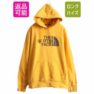 ザノースフェイス(THE NORTH FACE)のノースフェイス プリント スウェット フード パーカー メンズ M 古着 The North Face プルオーバー 裏起毛 トレーナー アウトドア 薄手 黄(パーカー)