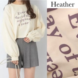 ヘザー(heather)のヘザー フロッキー ロゴ クロップド ロンT プルオーバー(Tシャツ(長袖/七分))