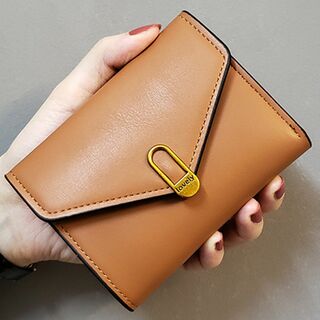 新品未使用 レディース 三つ折り 財布 かわいい コンパクト ミニ ブラウン(財布)