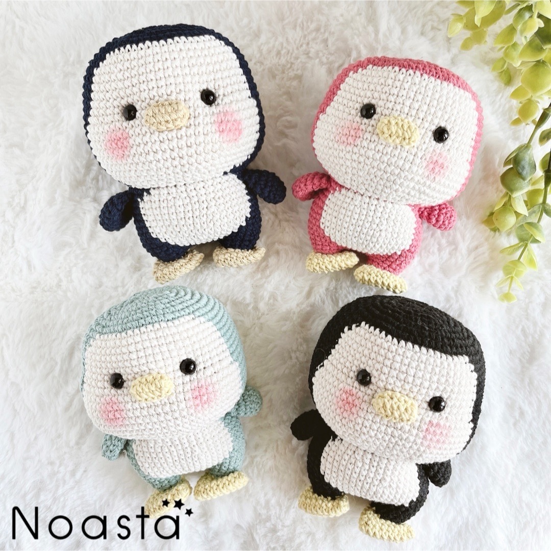 【SALE/24時間以内発送】No.21 ピンクペンギン あみぐるみ ハンドメイドのぬいぐるみ/人形(あみぐるみ)の商品写真