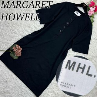 マーガレットハウエル(MARGARET HOWELL)のマーガレットハウエル レディース Mサイズ 半袖 膝丈 ワンピース 黒 ブラック(ロングドレス)