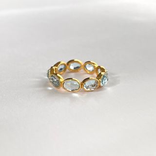 Blue topaz 22k gold plated eternity ring(リング(指輪))