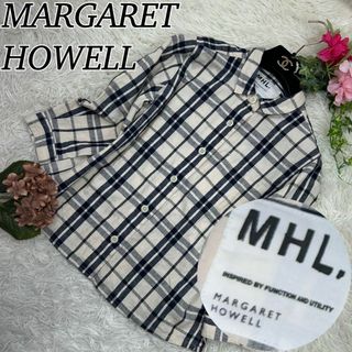 マーガレットハウエル(MARGARET HOWELL)のマーガレットハウエル レディース Mサイズ チェック柄 シャツ ネイビー(シャツ/ブラウス(長袖/七分))