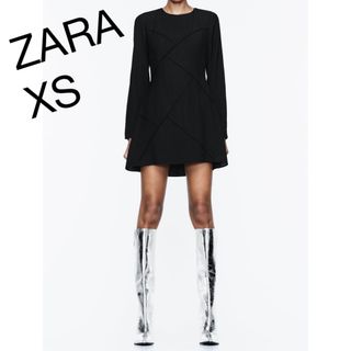 ザラ(ZARA)のクレープミニワンピース(ミニワンピース)