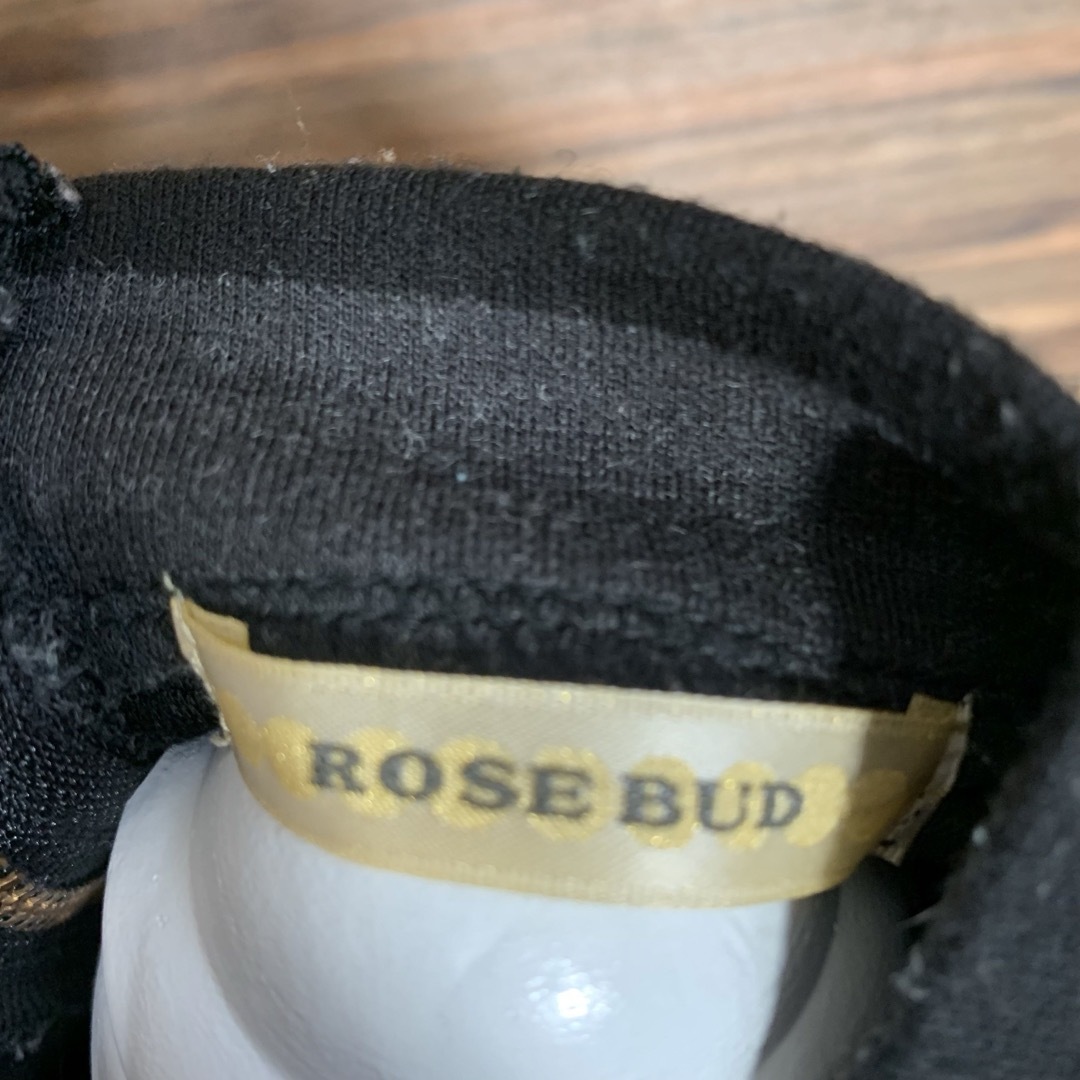 ROSE BUD(ローズバッド)のROSE BUD ローズバッド ワンピース フリーサイズ 黒 ブラック ボーダー レディースのワンピース(ひざ丈ワンピース)の商品写真