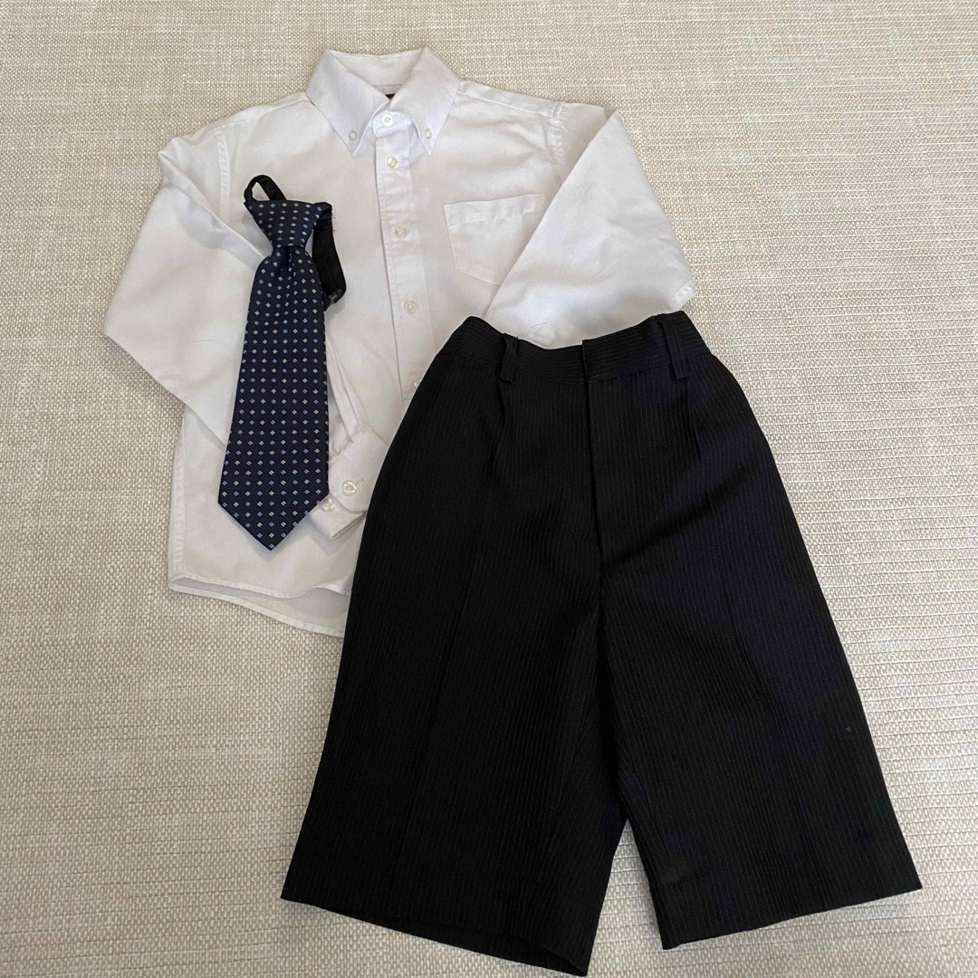 【美品】男の子　フォーマルスーツ　ブレザー　ストライプ　入学式　卒園式 キッズ/ベビー/マタニティのキッズ服男の子用(90cm~)(ドレス/フォーマル)の商品写真